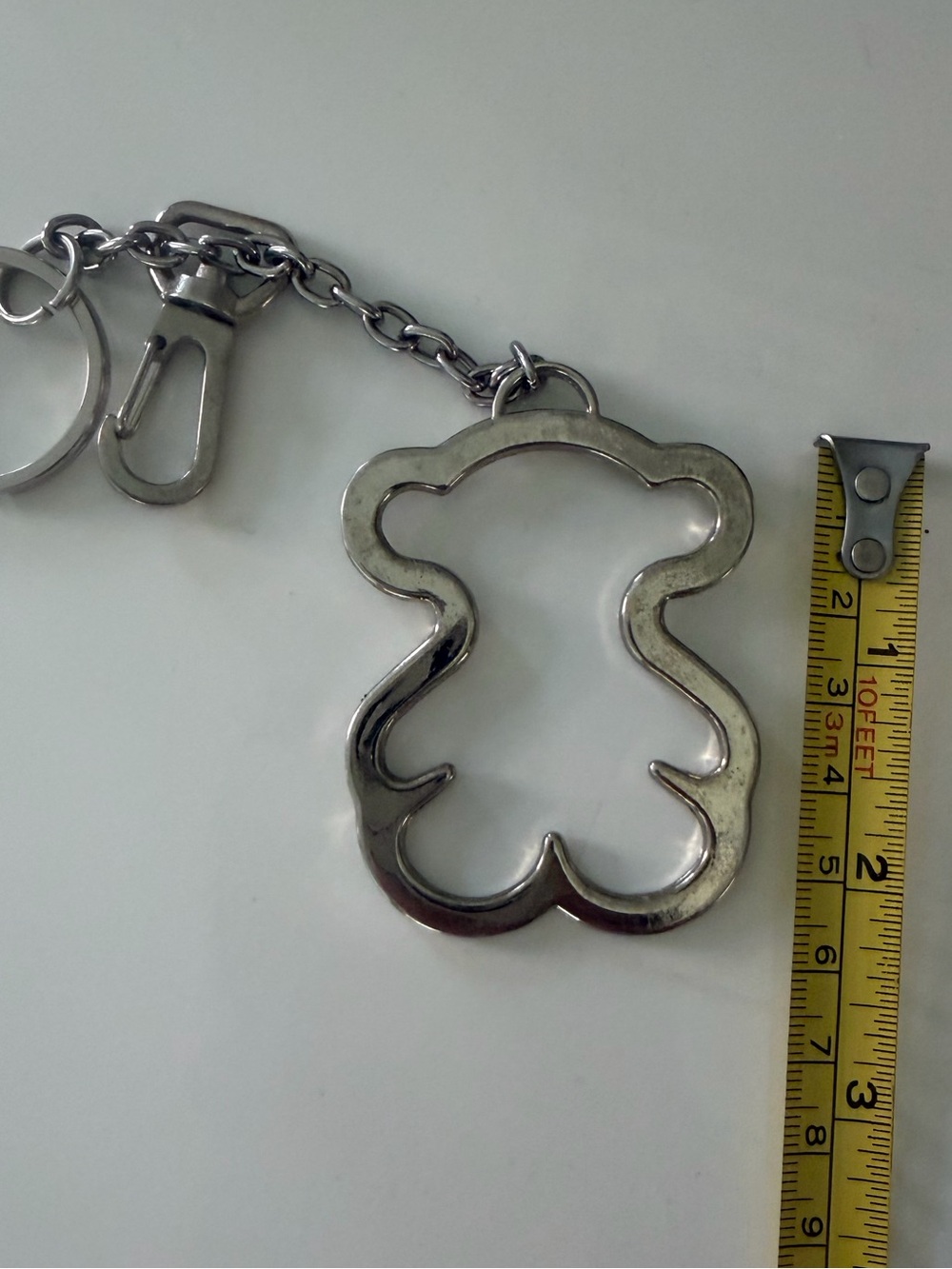 Bear Silver Tone Keychain Charm for Bag 2”